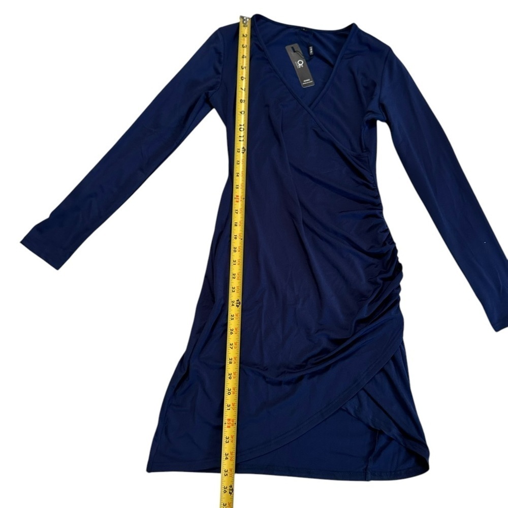 Ouges Navy Blue V-neck Ruched Long Sleeve Bodycon… - image 3